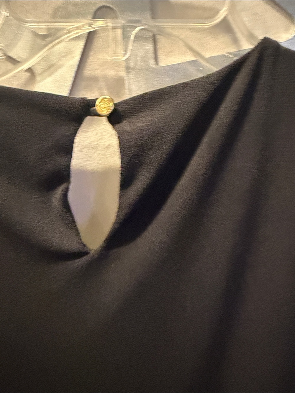 Liz Claiborne Black Blouse with V-Neck Keyhole - Picture 3 of 5